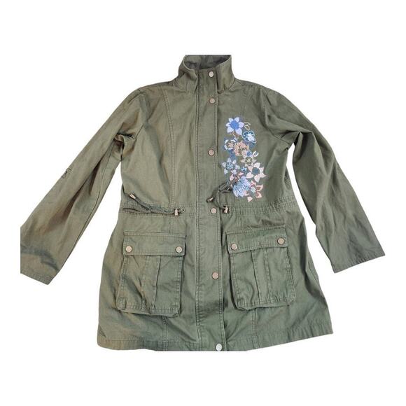 Mark. Floral embroidered green womens jacket sz med 8/10 military style boho - Picture 1 of 16